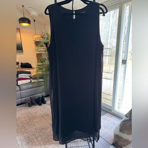 Eileen Fisher Black Sleeveless Midi Shift Dress